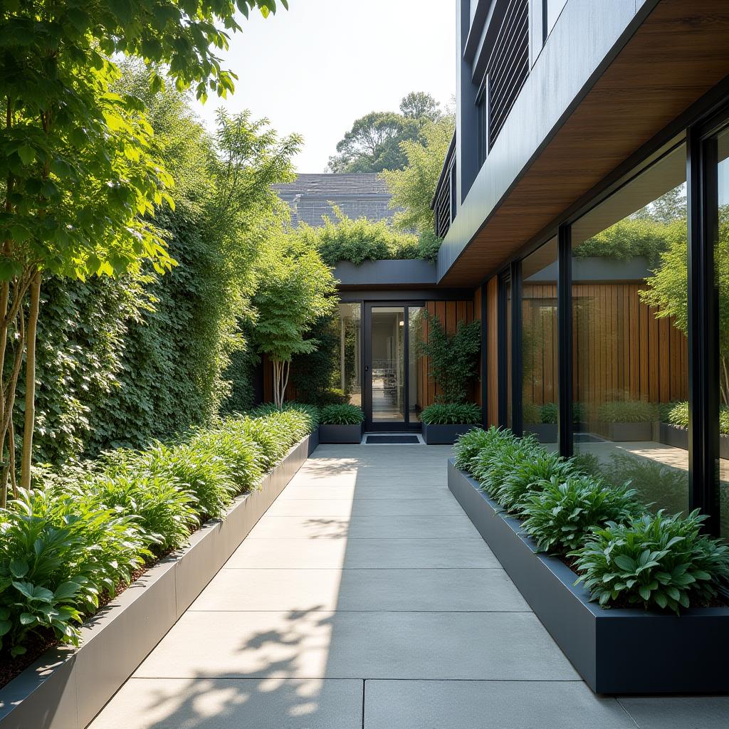Espacio exterior con diseño verde y sostenible