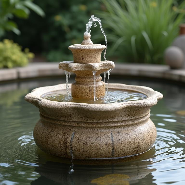Fuente ornamental con piedra natural