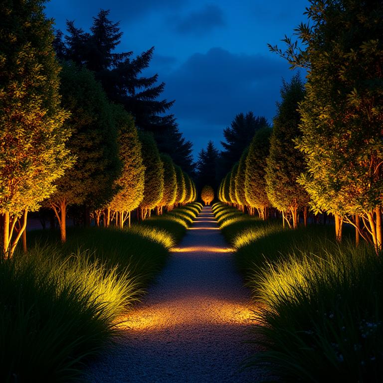 Iluminación LED nocturna en jardines